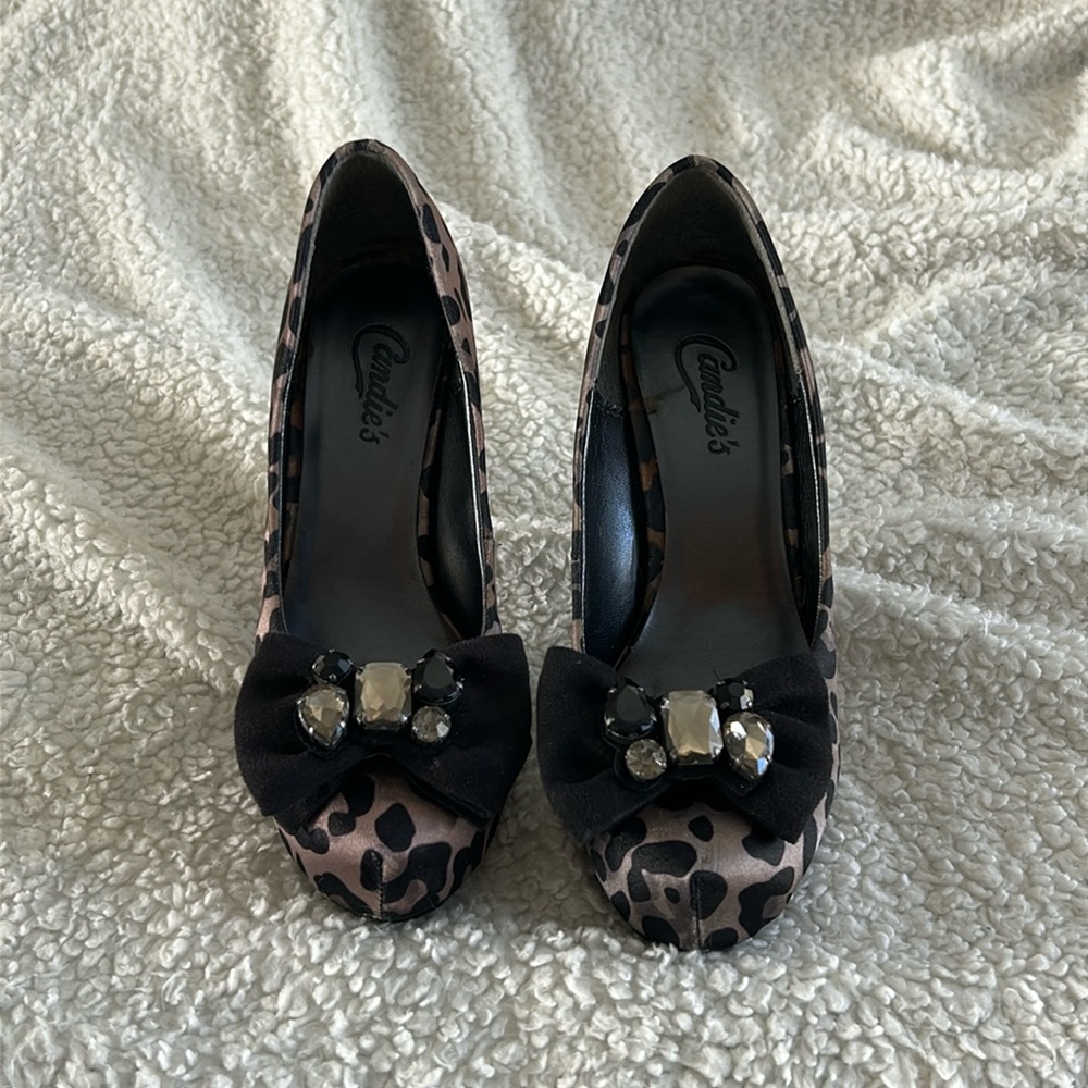 Candies leopard print heels.
